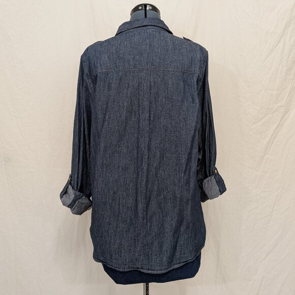 Jones New York Denim Shirt XL Dark Wash Casual Button-Up - Picture 2 of 8